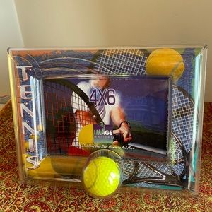 Image Matters USA clear plastic Tennis themed picture frame for 4x6 photo